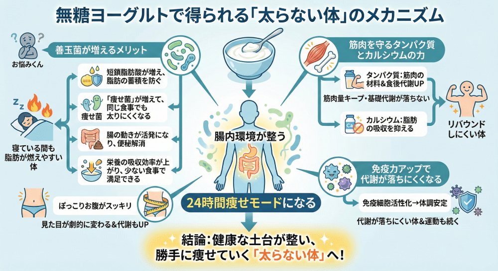 無糖ヨーグルトを食べて得られる「太らない体」のメカニズム